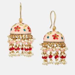 Anouk Gold Plated Artificial Beaded Dome Shaped Jhumkas image 4