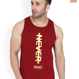 SLOWLORIS Pack Of 2 Typographic Printed Sleevesless Bio-Wash Combed Cotton Gym Vests-picture-7