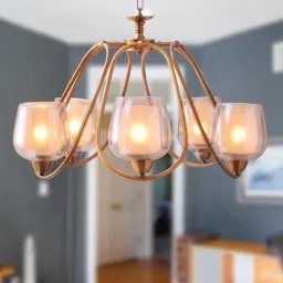 Kapoor E Illuminations Lorena Golden Metal 5-Lights Modern Chandelier Light - Set of 1-image-57