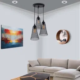 Homesake 3-Lights Round Cluster Black Metal Cone Pendant Light - Set of 1 (Bulb not included)-16