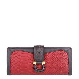 Hidesign Frieda Snake Red Textured Bi-Fold Wallet for Women-image-9