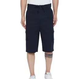 Hypernation Navy Cotton Regular Fit Cargo Shorts-96