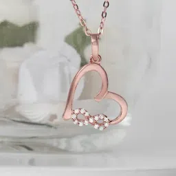 GIVA 92.5 Sterling Silver Rose Gold-Plated Infinity Heart Pendant with Link Chain-image-99