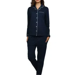 Nite Flite Navy Cotton Shirt With Pyjamas-image-7