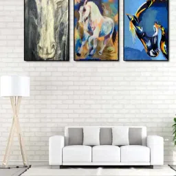 999store Multicolor Printed Birds On Tree Paintings - Set of 3-16
