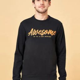 YU by Pantaloons Black Regular Fit Printed Sweatshirt-image-85