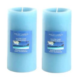 HOSLEY Blue Wax Pillar Candle - Set of 2-41