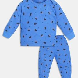 LITTLE COUNTY Blue Cotton Printed Full Sleeves Top Set-image-24