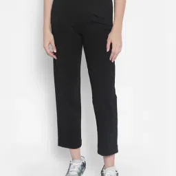 Crimsoune Club Black Straight Fit Mid Rise Cropped Trousers-picture-6