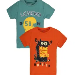 Plum Tree Boys Green & Rust Printed T-Shirt (Pack Of 2)-image-83