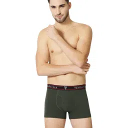 Van Heusen Regular Fit Colour Fresh Open Fly Solid Trunks - Olive Melange-picture-13