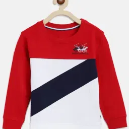 Beverly Hills Polo Club Kids Red & White Cotton Color Block Full Sleeves Pullover-picture-8