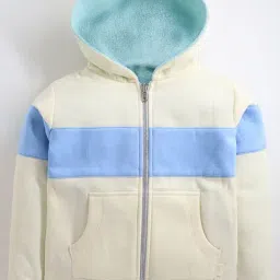 Cherry Crumble By Nitt Hyman Kids Cream & Sky Blue Color Block Full Sleeves Reversible Sweatshirt-image-88
