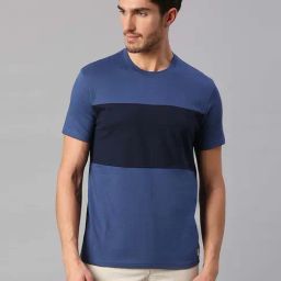 Dennis Lingo Blue & Navy Regular Fit Crew T-Shirt-image-53