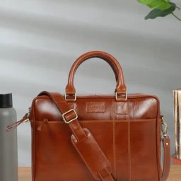 Teakwood Leathers Tan Medium Leather Laptop Messenger Bag-41