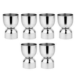 HAZEL Silver Stainless Steel Double Sided Round Peg Measure Jigger (0.05 L) - Set of 6-8