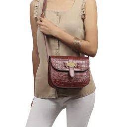 Hidesign Santiago 03 Red Leather Textured Sling Handbag-49