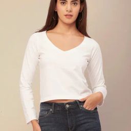 Moomaya White Regular Fit Crop Top-picture-3
