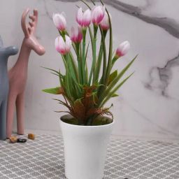 Tayhaa White Plastic Orchid Artificial Plant with Pot-22