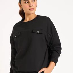 FEMMELLA Black Relaxed Fit Solid Sweatshirt-image-83