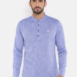 The Indian Garage Co Men Blue Solid Straight Kurta-41