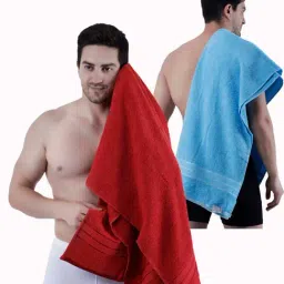 Dollar Electric Blue & Carmine 400 GSM 100% Cotton Bath Towels - Set of 2-image-68