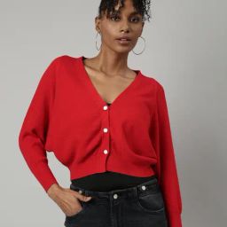 SHOWOFF Red Regular Fit Cardigan-image-49
