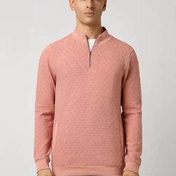 Van Heusen Peach Slim Fit Texture Sweatshirt-image-28