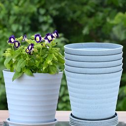 eha Blue 6 Pieces Textured Planter With Holder-image-74