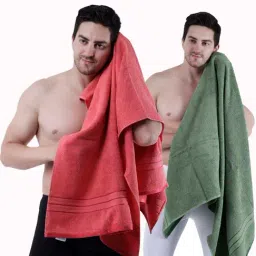 Dollar Pink & Dynasty Green 400 GSM 100% Cotton Bath Towels - Set of 2-image-50