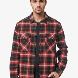 Rare Rabbit Red Relaxed Fit Checks Shaket-45
