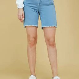 Life With Pockets Light Blue Denim Regular Fit Shorts-image-56