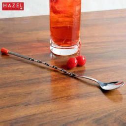 HAZEL Silver Stainless Steel Teardrop Twisted Bar Spoon - Set of 3-image-6