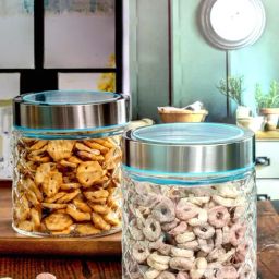 Goodhomes Transparent Glass Storage Jar with Color Lid - Set of 2-15