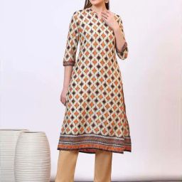 Aurelia Women's Off-White Modal Straight Kurta with Multi-colour Geometric Print-image-50