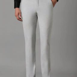 Louis Philippe Grey Slim Fit Texture Trousers-picture-8