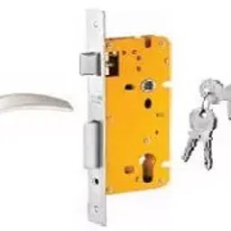 Dorset 60 mm Lever Handle Lock Set with Both Side Key Cylinder Silver Chrome ML CEL OR-31