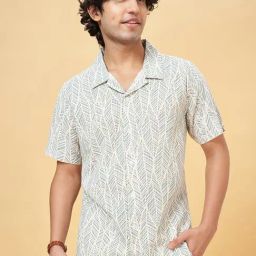 Yu By Pantaloons Sage Green Regular Fit Printed Shirt-image-58