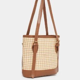 Styli Tan Textured Shoulder Handbag-38