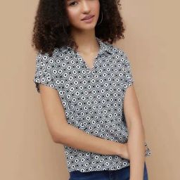 Fame Forever By Lifestyle Black Regular Fit Printed Top-image-92