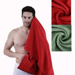 Dollar Bright Red & Dynasty Green 400 GSM 100% Cotton Bath Towels - Set of 2-picture-7