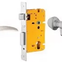 Dorset 60 mm Lever Handle Lock Set with Both Side Key Cylinder Silver Chrome ML CEL OR image 1