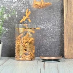 Femora Golden Borosilicate Glass Kitchen Storage Jar With Airtight Steel Lid (1.1 L) - Set of 4-36