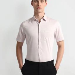 Arrow Light Beige Cotton Regular Fit Texture Shirt-picture-7