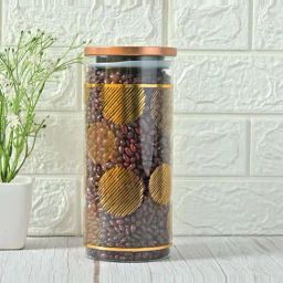 Femora Golden Borosilicate Glass Kitchen Storage Jar With Airtight Steel Lid (1.5 L)-11
