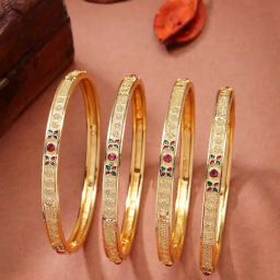 NVR Gold-Plated Artificial Stones Traditional Bangles Set of 4-3