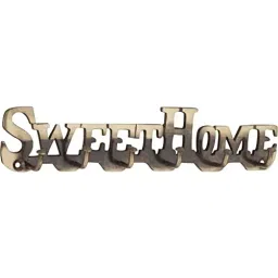 ALONE LOCKS Antique Gold Metal Sweet Home 6 Key Hooks for Wall Wood Key Chain Organizer-image-45