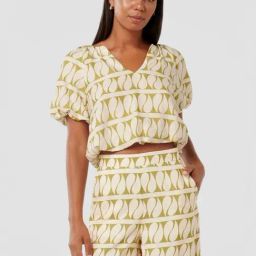 Forever New Beige & Green Regular Fit Printed Top-picture-18