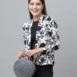 PURYS Black & White Floral Print Shrug-picture-32
