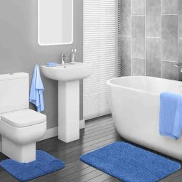 OBSESSIONS Blue Polyester Quick Dry & Anti Skid Bath Mat - Set of 2-picture-39